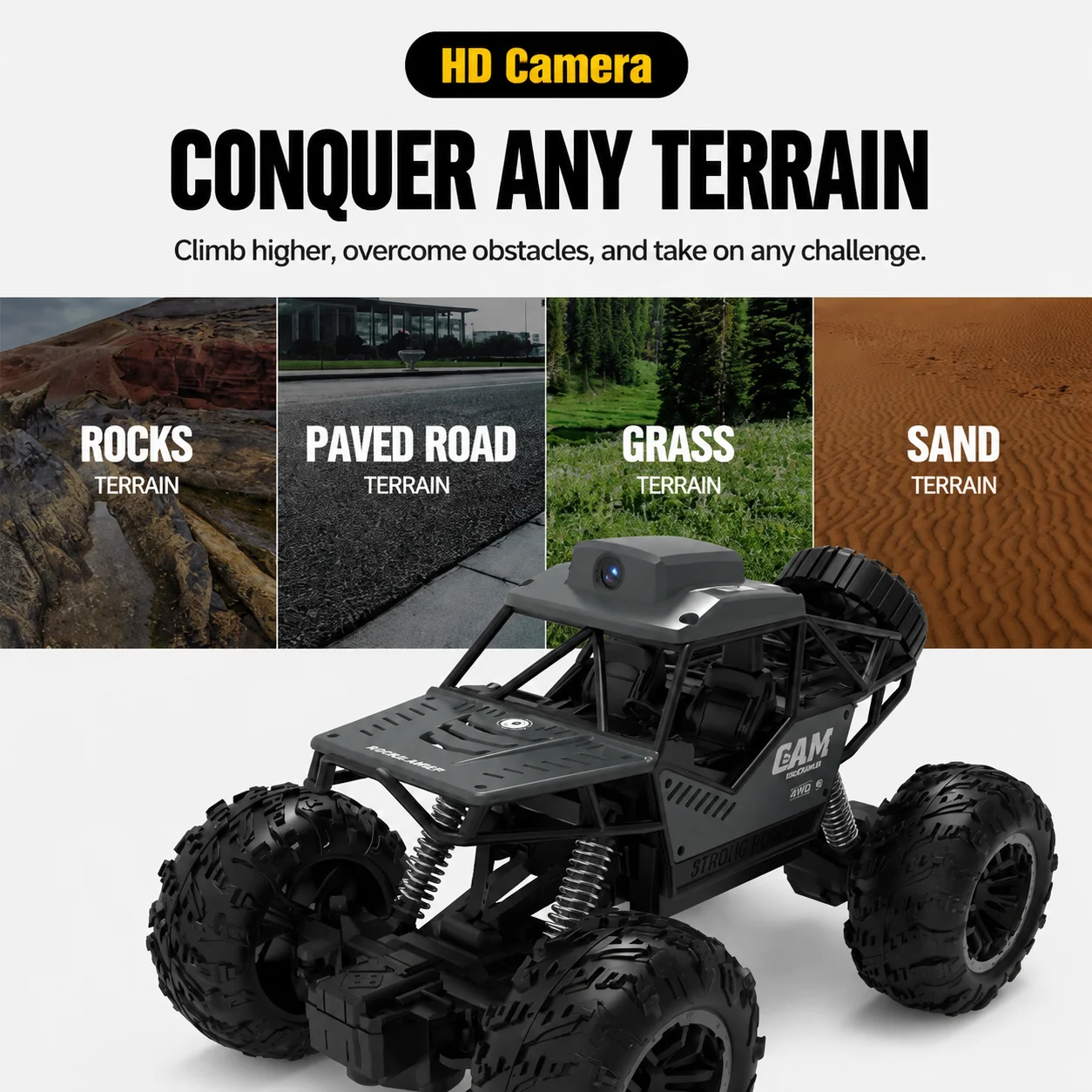 Alloy RC Car With Display Camera WiFi Remote Control Off-Road Climbing Toy For Boys Includes Memory Card And Reader