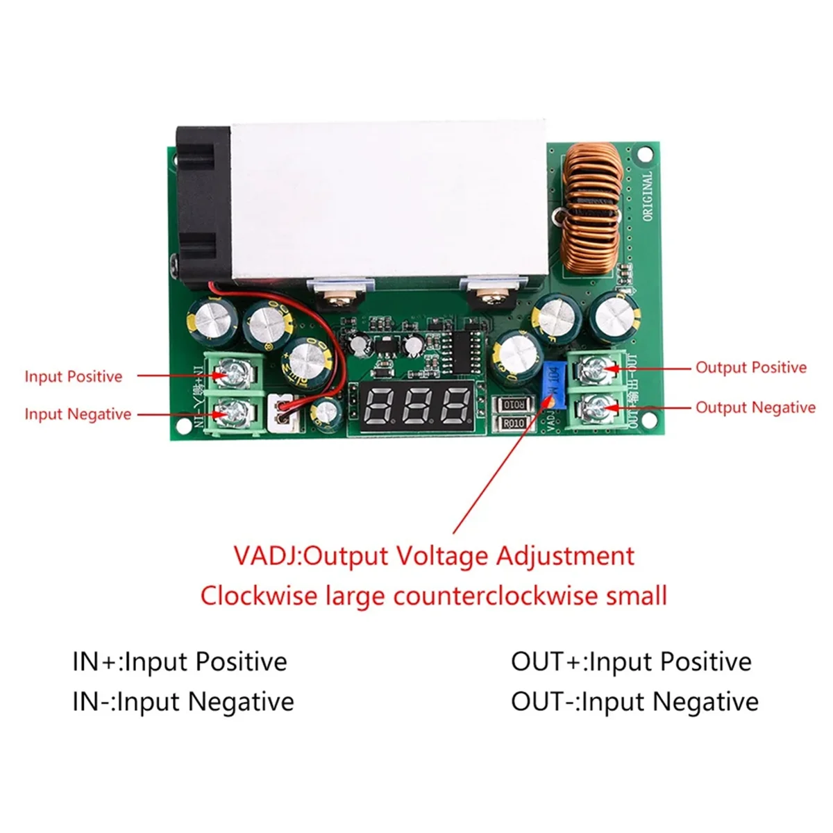 DC-DC High Power 600W Adjustable Step-Down Power Supply Module with Voltage Display 12V-75V to 2.5V-50V Buck Converter