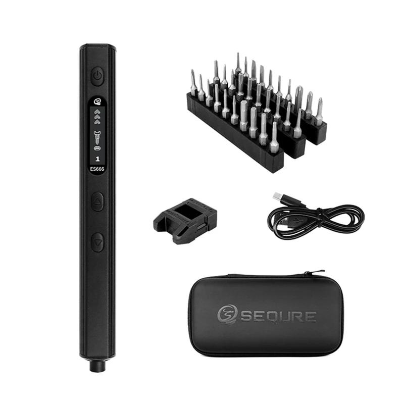 SEQURE ES666 Precision Electric Screwdrive Portable Power Tool Kit Support Sensing Fixed Automatic Working Mode for RC Models,A