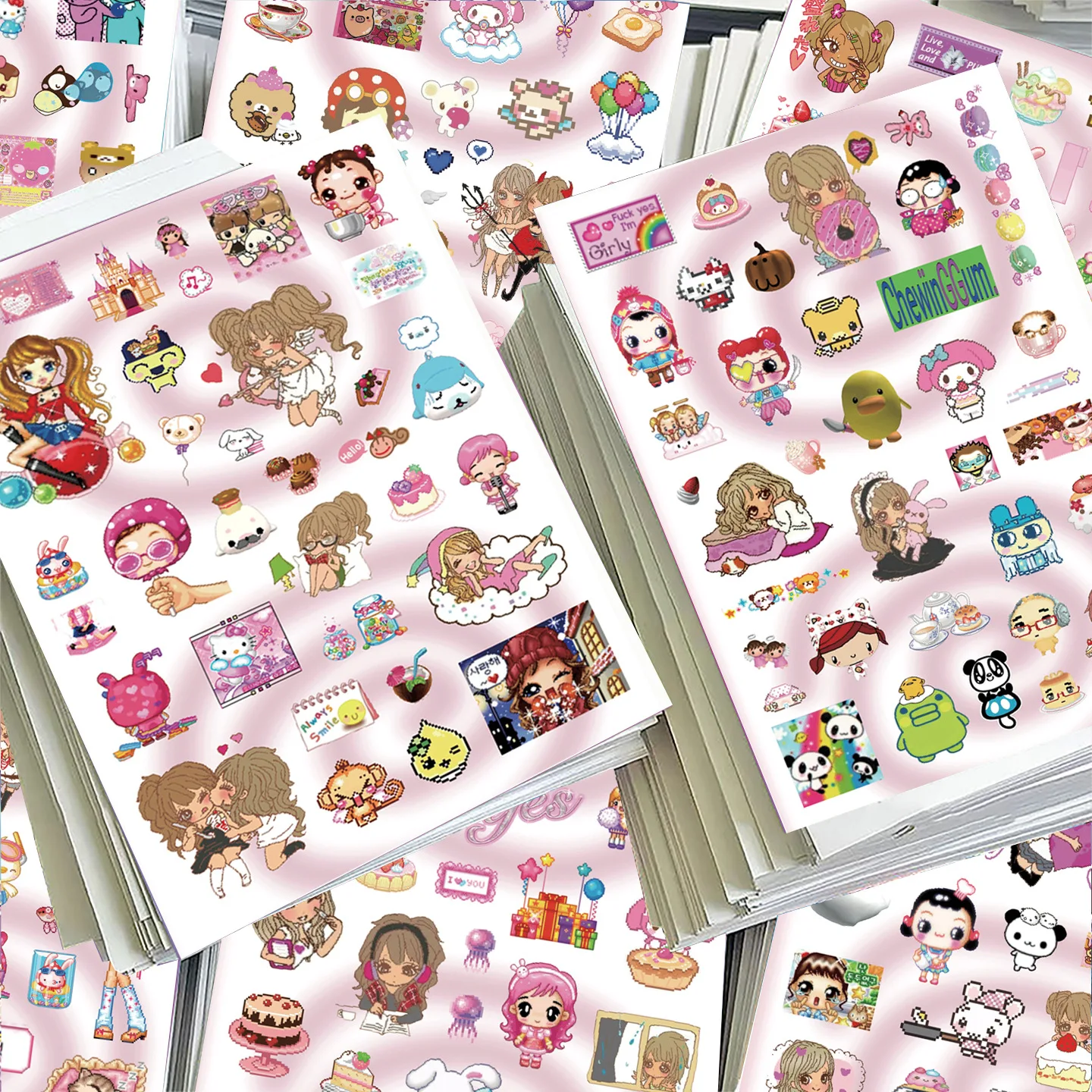 8 Sheets Cartoon Cute Pixel Style Die Cut Stickers Creative Advanced Waterproof Decals For Parcel Wrapping And Gift Box Decor
