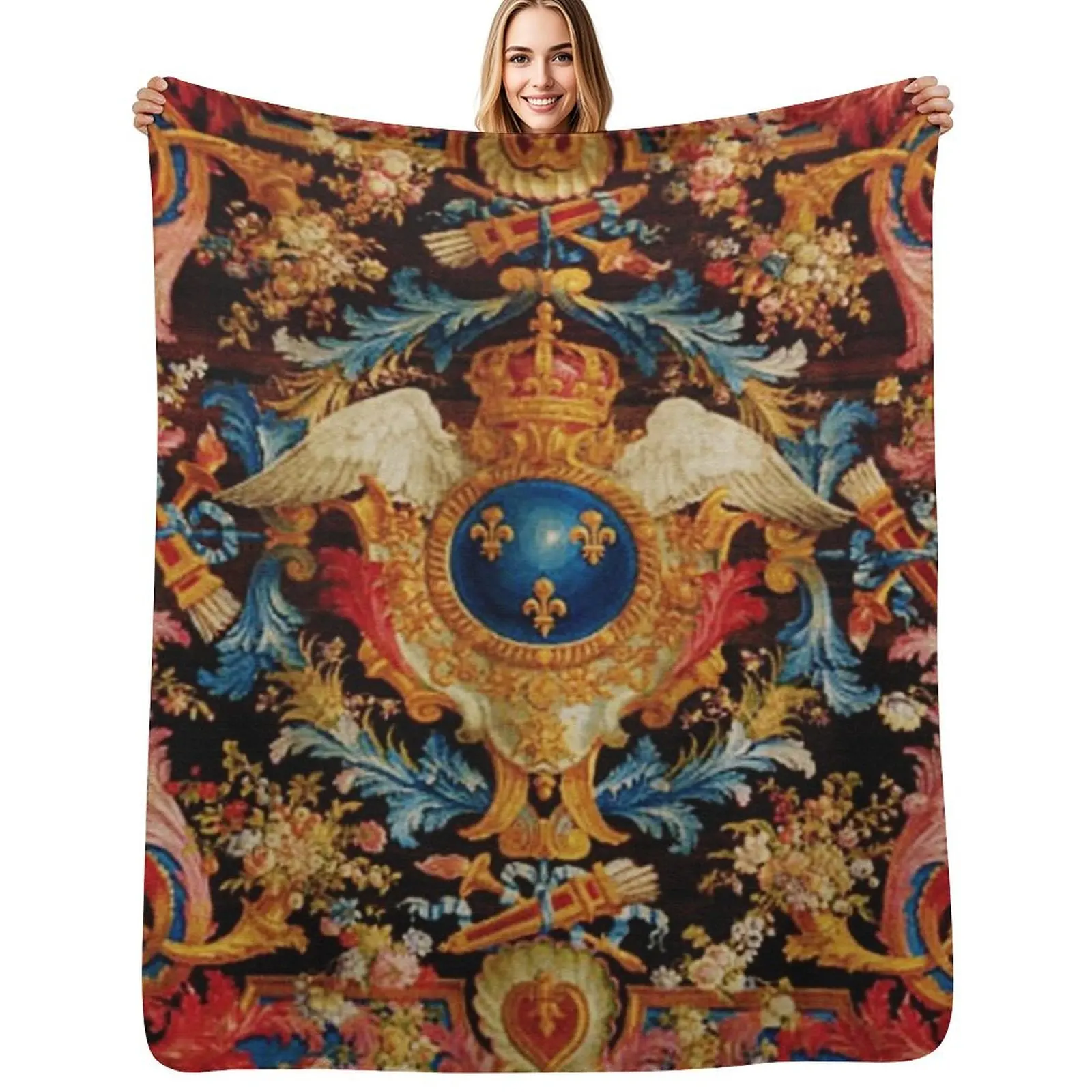 Louis XV Savonnerie French Carpet Print Throw Blanket Warm Luxury Throw Plaid Furrys Thin Sofa Quilt Blankets