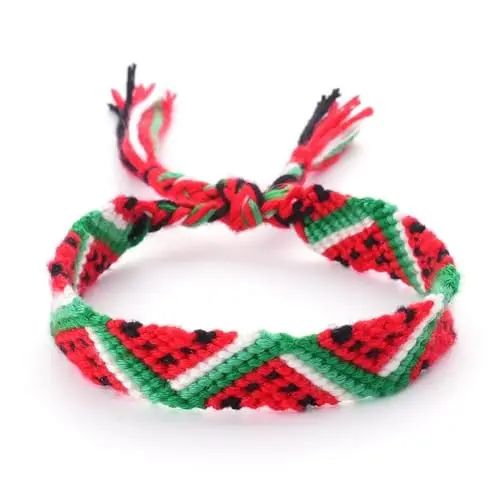 Popular Red Green White Black Rope Hand Woven Rope Bracelet Ladies Fashion Hand Tibetan Woven Watermelon Bracelet Girl Jewelry