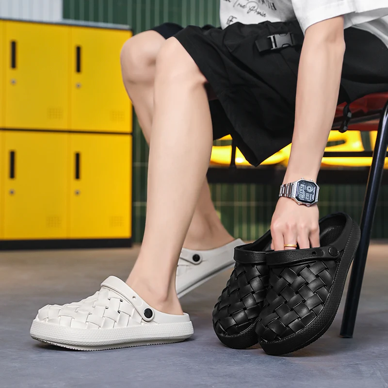 EVA Woven Clog Summer New Sensation Outdoor Slippers Breathable Flat Heel Casual Style Men's Sandals Comfortable Slip-On Shoes
