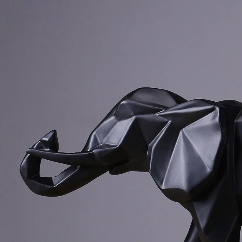 Creative Resin Black Elephant Statue, Abstract Geometric Sculpture, Desktop Crafts Ornament, Home Decoration, Animal Figurine