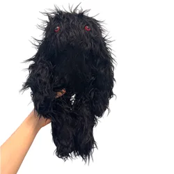 Animal de peluche peludo negro oscuro, peludo, suave, escalofriante, espeluznante, lindo, monstruo Momo de Halloween, juguete de peluche gótico, diseño Original, 40Cm