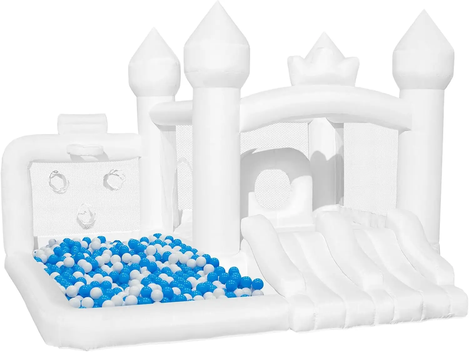 White Bounce House, Bounce House for Kids with Ball Pit, Blower Included, Bouncy Castle with Double Slides for, 10.8ft