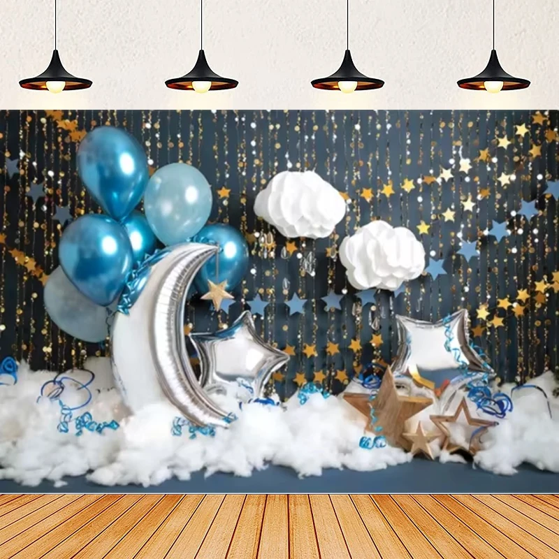 写真撮影の背景新生児 1st 誕生日風船ケーキスマッシュバナーパーティー背景ポスター写真スタジオの小道具
