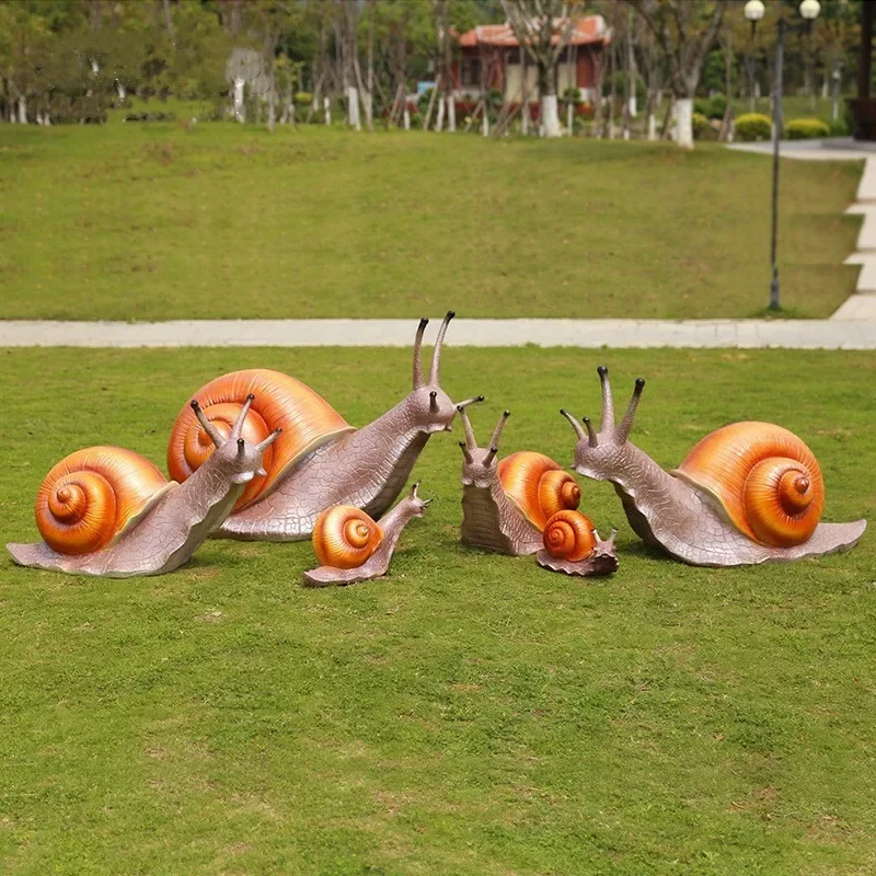 Outdoor community garden public garden landscape lawn decoration simulation animal fiberglass cartoon snail sculpture ornament