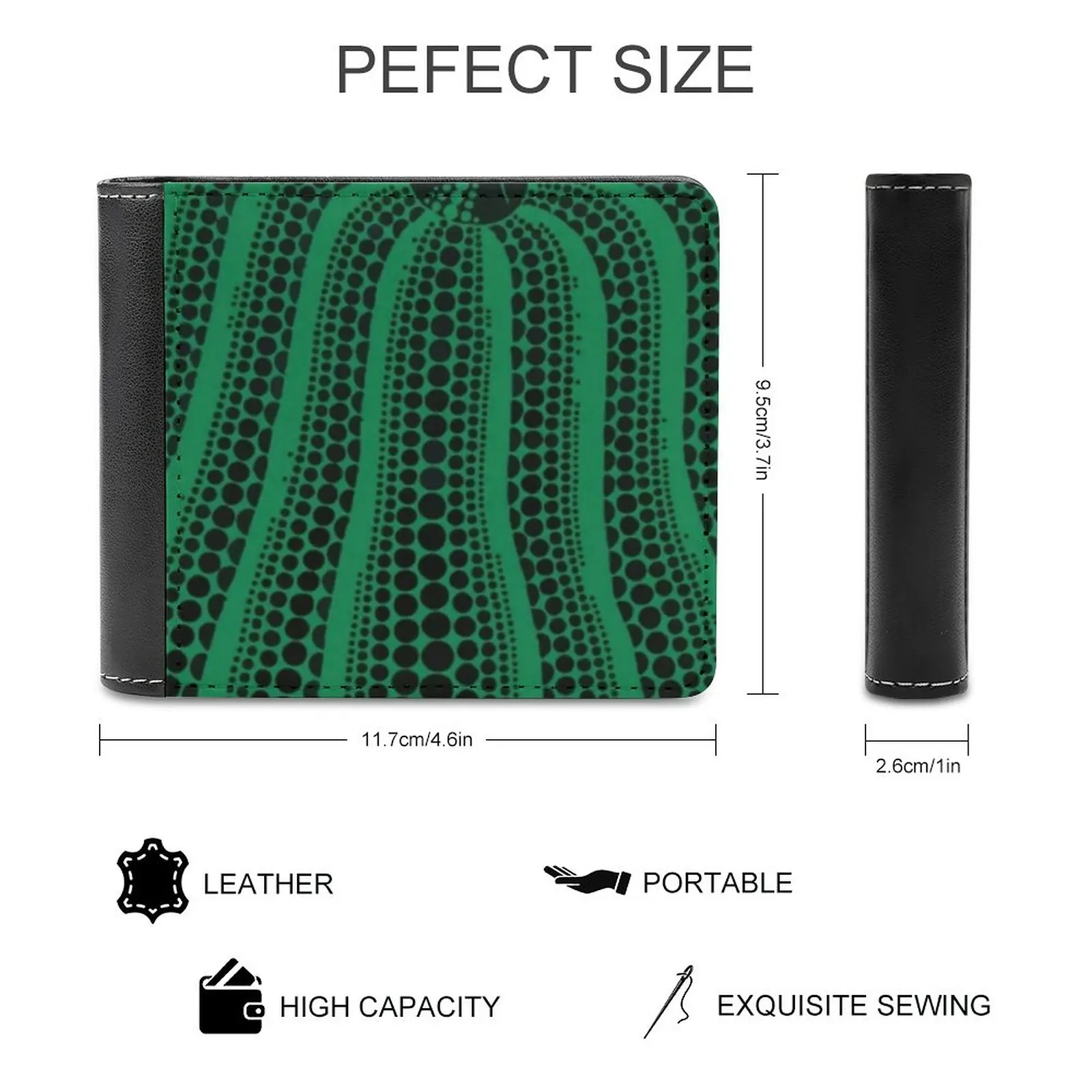 Yayoi Kusama Green Pumpkin Men's Wallet Leisure Travel Lightweight Portable Wallets Short Style Male Purse Exhibition