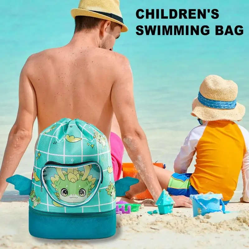 

Kids Beach Bag Children's Swimming Bag Water Resistant Swim Bags For Swimmers With Wet Dry Pocket And Side Pocket Cute Cartoon