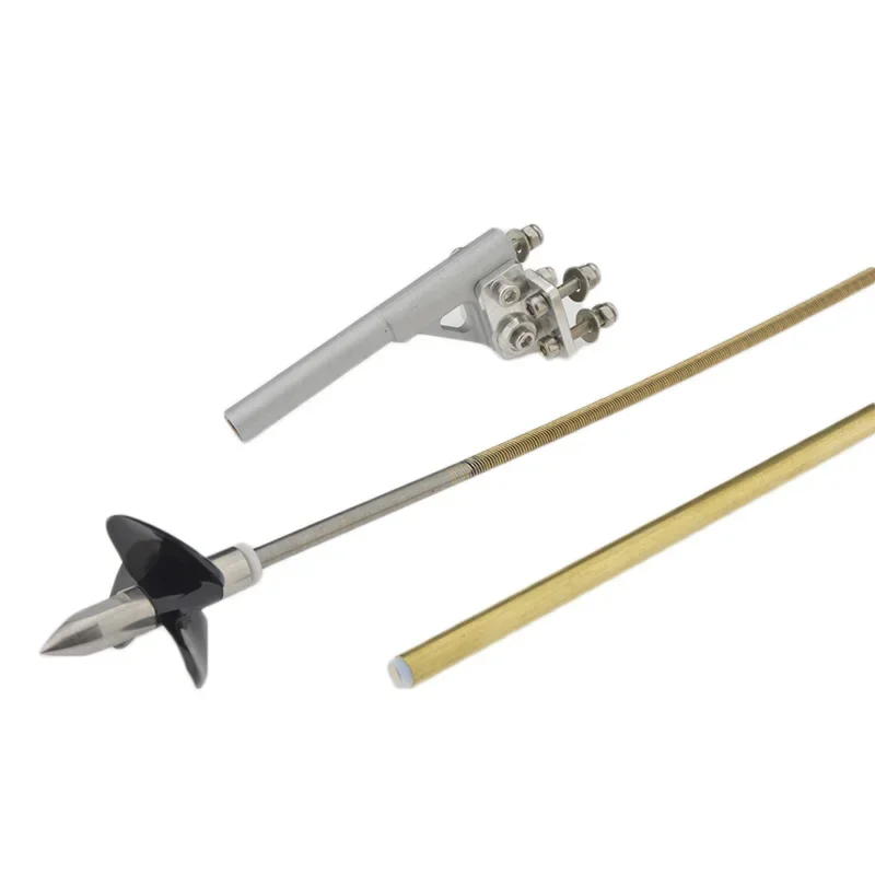 Uniwersalny wałek elastyczny 4mm z przekładnią lewo/prawostronną, nakrętką napędową, plastikową uszczelką, mosiężną rurką i wspornikiem, napęd Stinger do łodzi RC