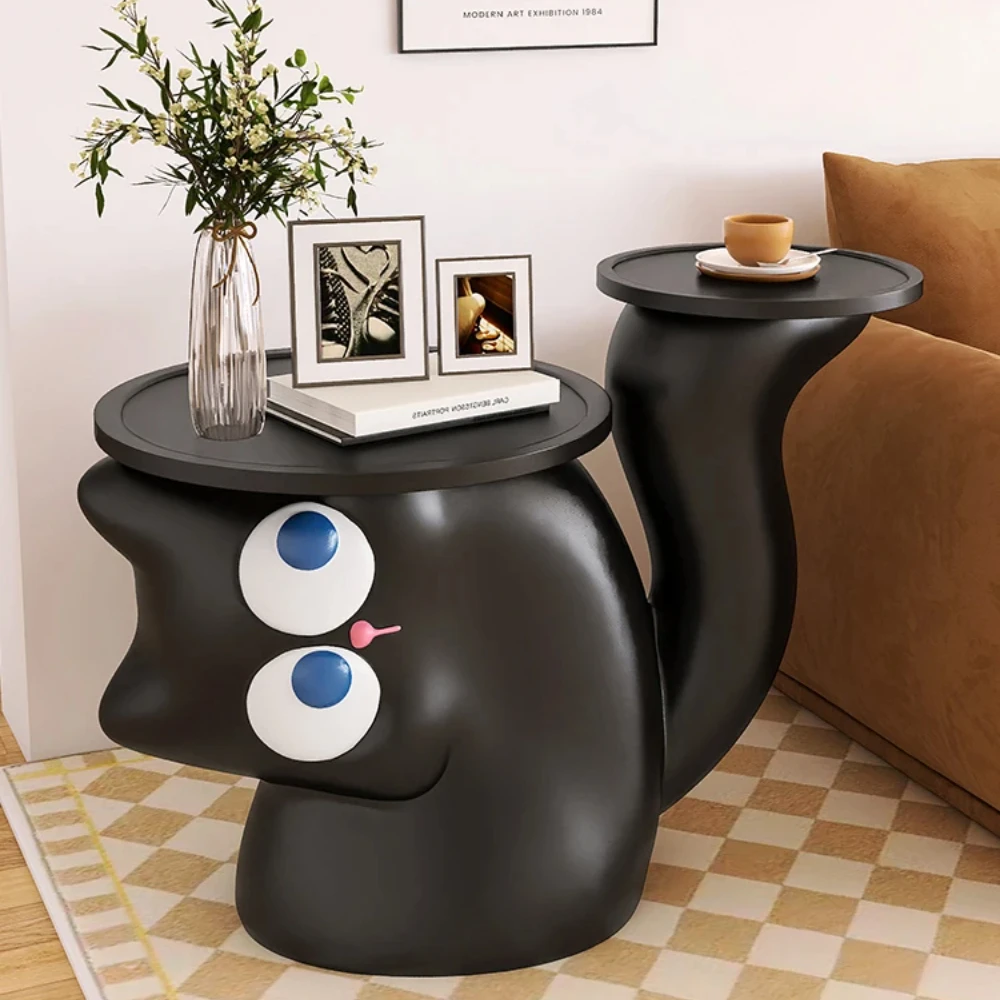 Cartoon Cat Statue Coffee Tables,Luxury,Living Room Sofa Edge Decor Side Table,Removable Table,Side Bed Tables,Wooden Tabletop