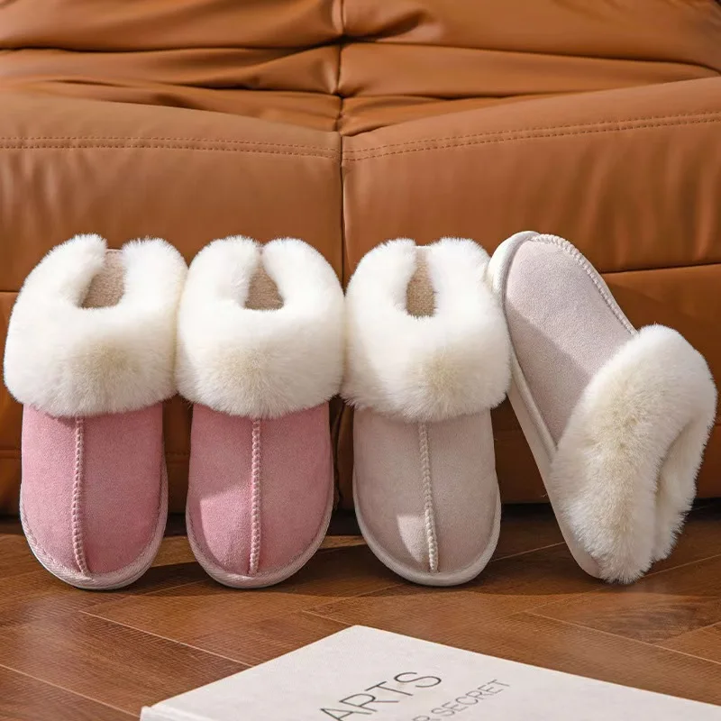 

Women's Furry Memory Foam Slippers Can Be Worn Outside Fluffy Winter Home Shoes Warm slippers with good wrapping