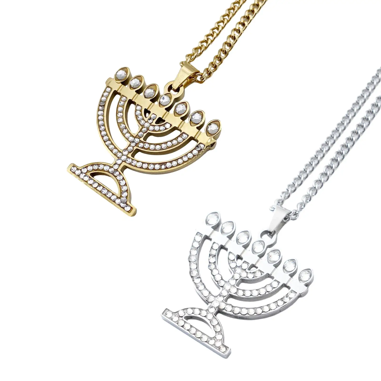 Menorah Necklace Hanukkah Necklace Delicate Trendy Fashion Choker Chain Necklace for Women for Easter Party Christmas Wedding