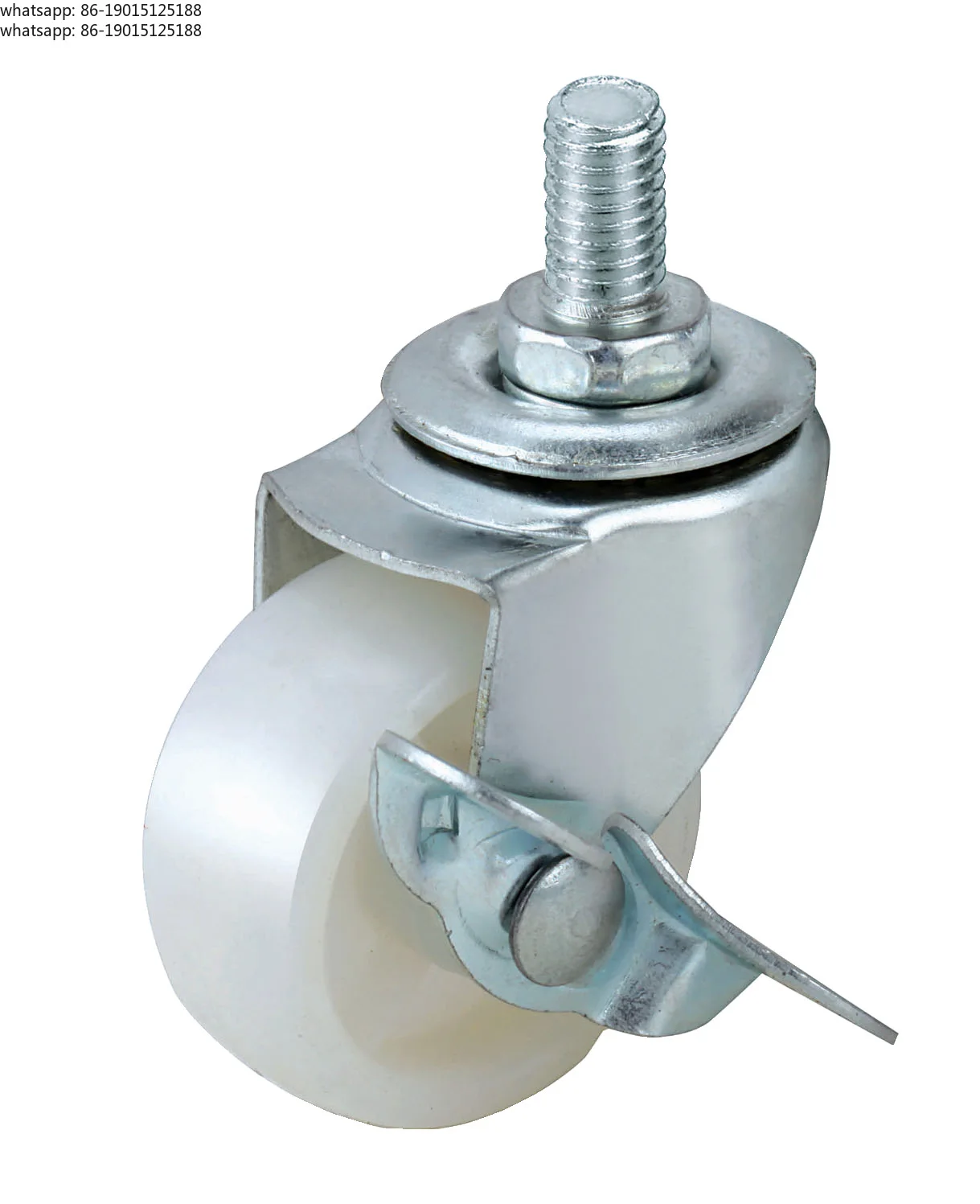 2 inch furniture universal wheel white PP screw caster with brake plastic small wheel shopping cart caster