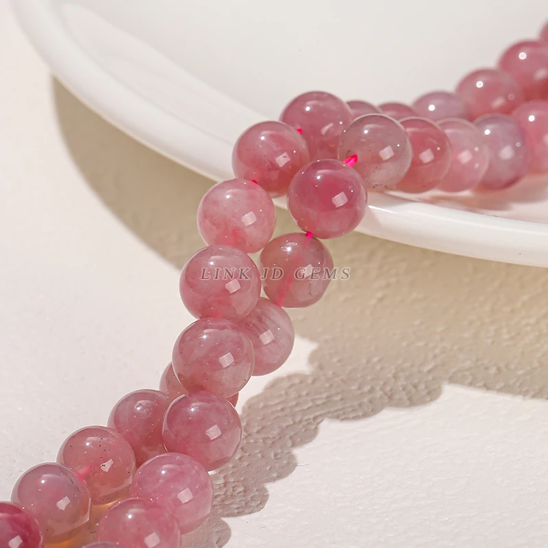 Natural StonePurple pink jade Beads chalcedony Round Loose Spacer Bead for Jewelry Making DIY Bracelet Necklace Accessory