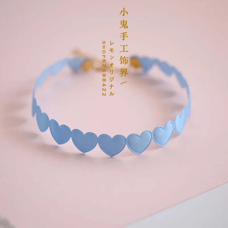 Colar japonês de corrente para clav, collar de laço com tema de amor, acessório para menina, lit