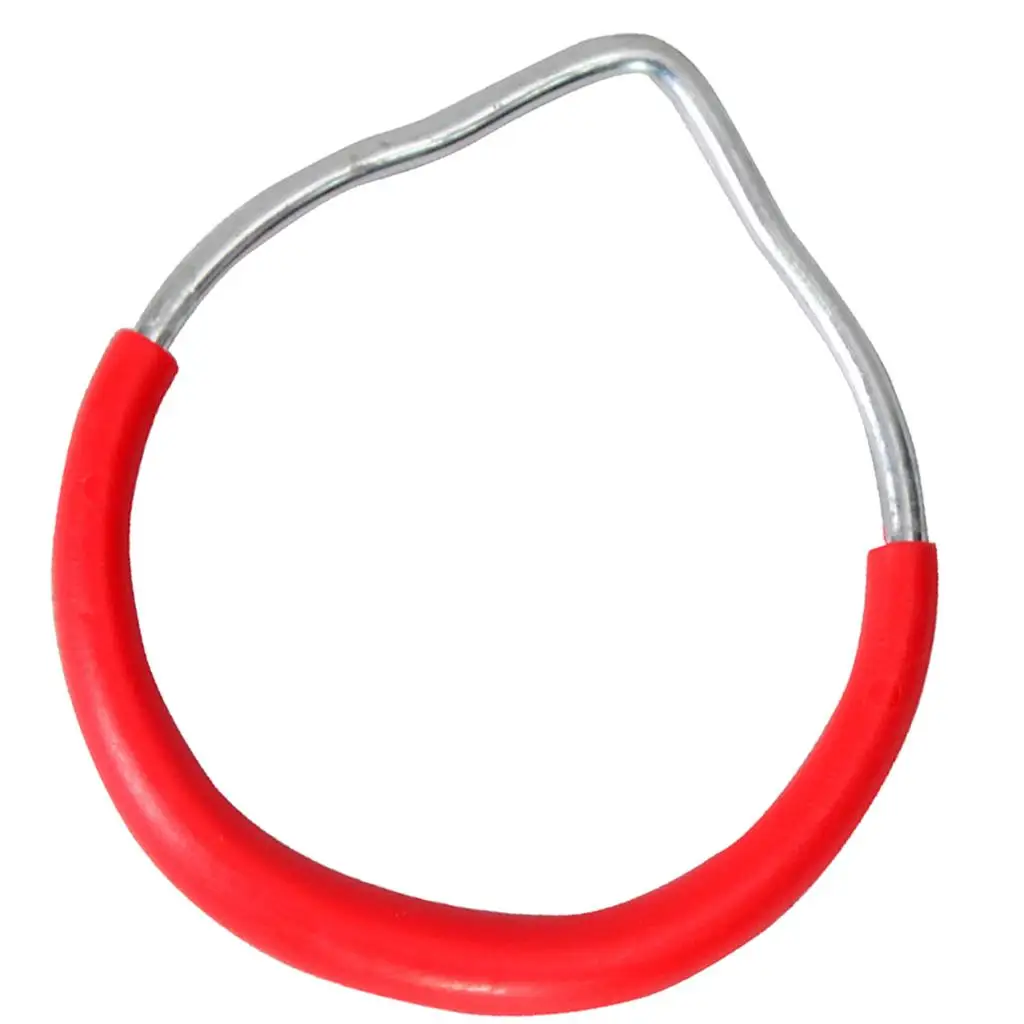 Red Comfortable Hand Held Gym Rings Swing Replacements Plastic Toys