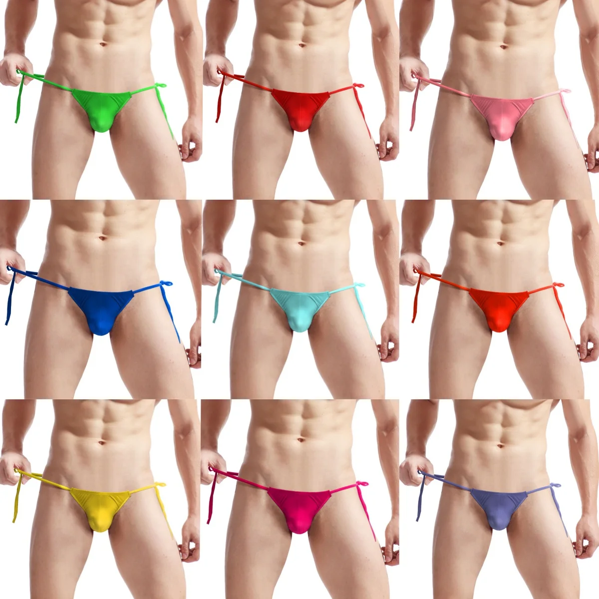 

Super sexy men's breathable sissy gay panties elastic laceup sexy panties seamless hip cover men's solid color panties 16 colors