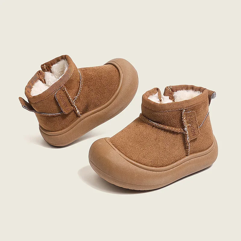 

Детские уличные ботильоны, новые непромокаемые модные теплые зимние ботинки для девочек, повседневные лоскутные детские короткие термосапоги для мальчиков, пушистые