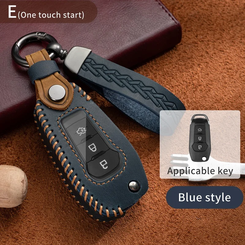 For Ford Figo 2017 Mondeo 5 Ecosport Puma 2020 Fiesta Mk8 Everest Ranger Leather Car Remote Key Case Cover Shell Fob