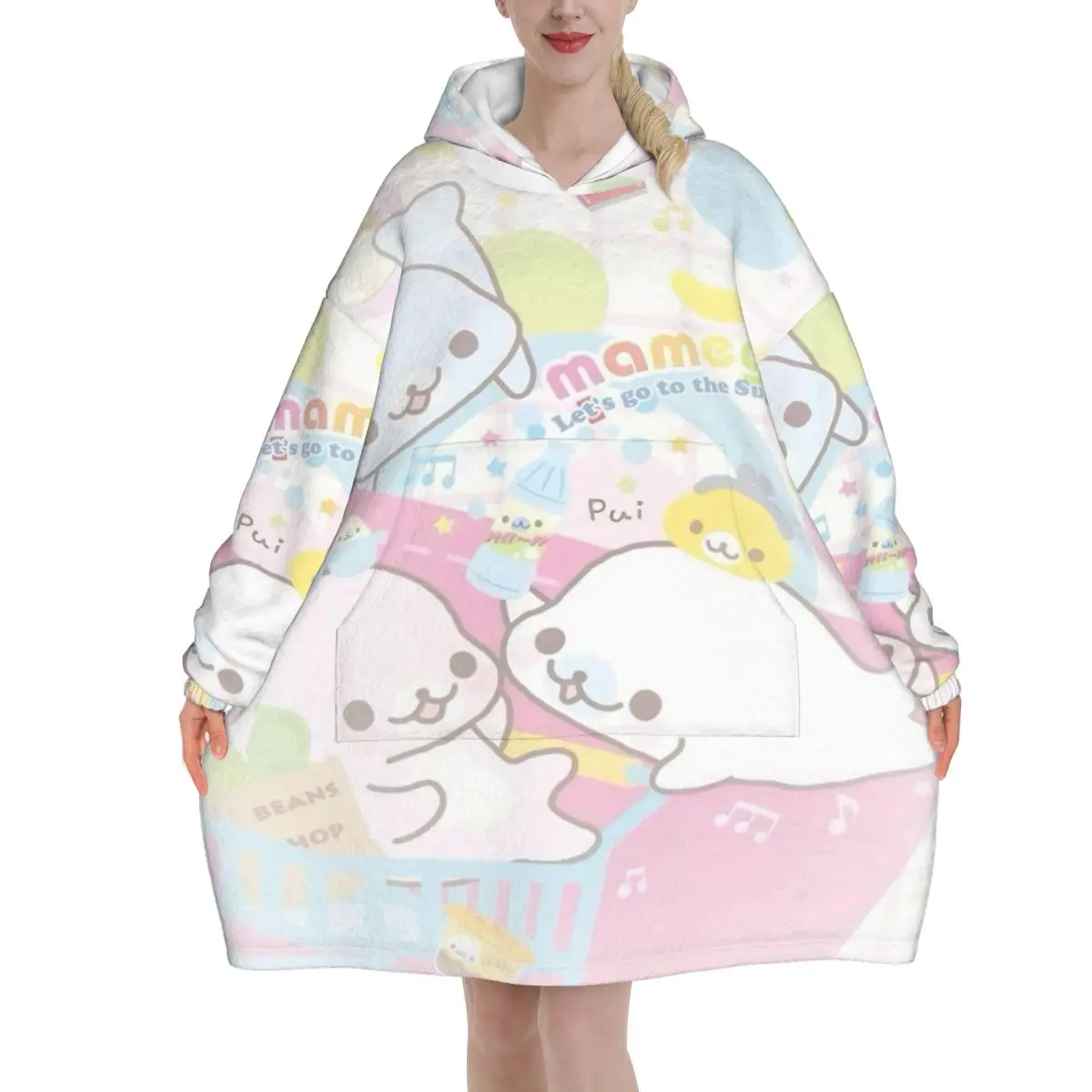Mamegoma Wearable Blanket Hoodie for Women Men Oversized Sweatshirt Blanket with Pocket
