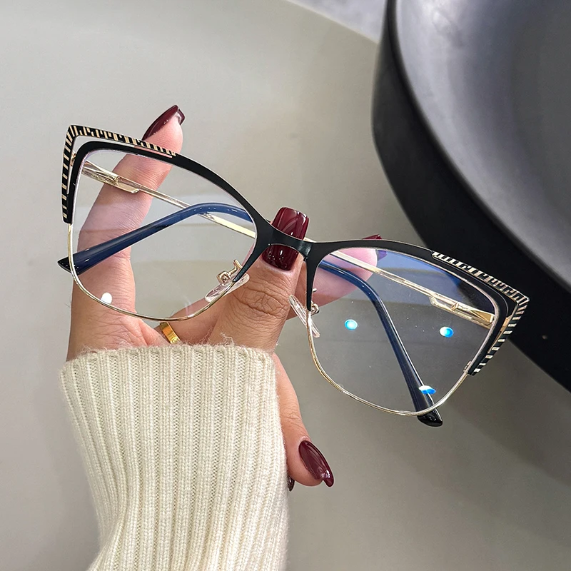 إطار بصري على شكل عين القطة بتصميم مجوف ثلاثي الأبعاد للوجه، ألوان متعددة، نظارات زخرفية عصرية اختيارية