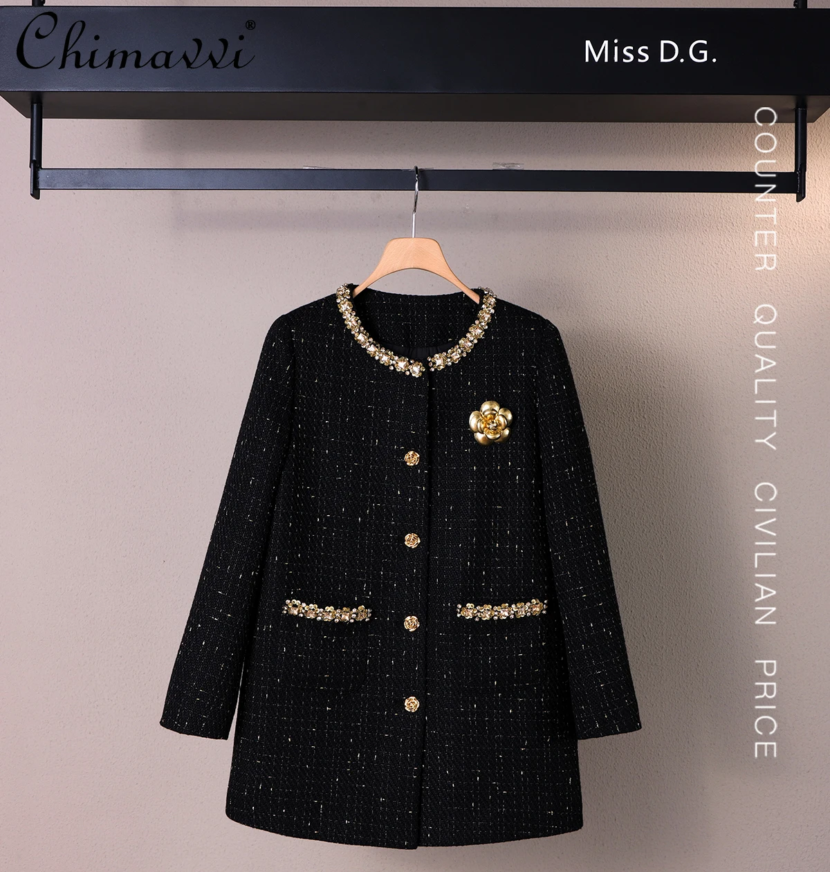 

Высококачественное черное пуховое пальто средней длины с подкладкой, осень-зима 2022, новая модная элегантная женская куртка с длинными рукавами