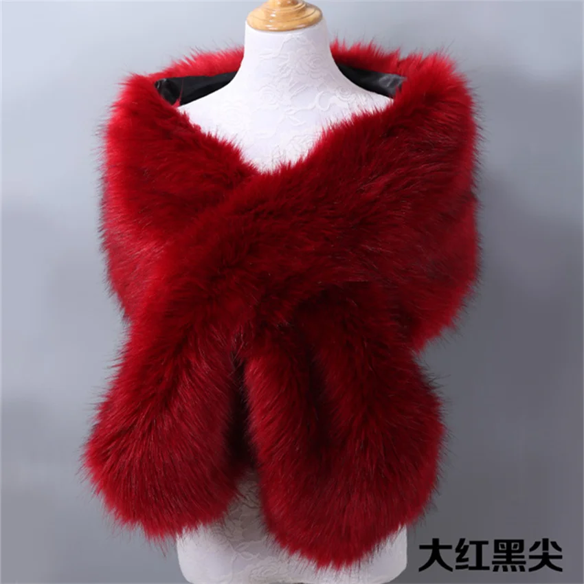 New Women Wedding Shawl Evening Party Dress Wrap Fur Shoulder Capes Bridal Jacket Faux Fox Fur Slim Lady Fake Fur Cloak WZ2144