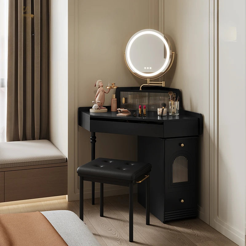 

Modern French Integrated Vanity Cabinet Makeup Corner Display Small Unique Dresser European Minimalist Coiffeuse Furniture Home