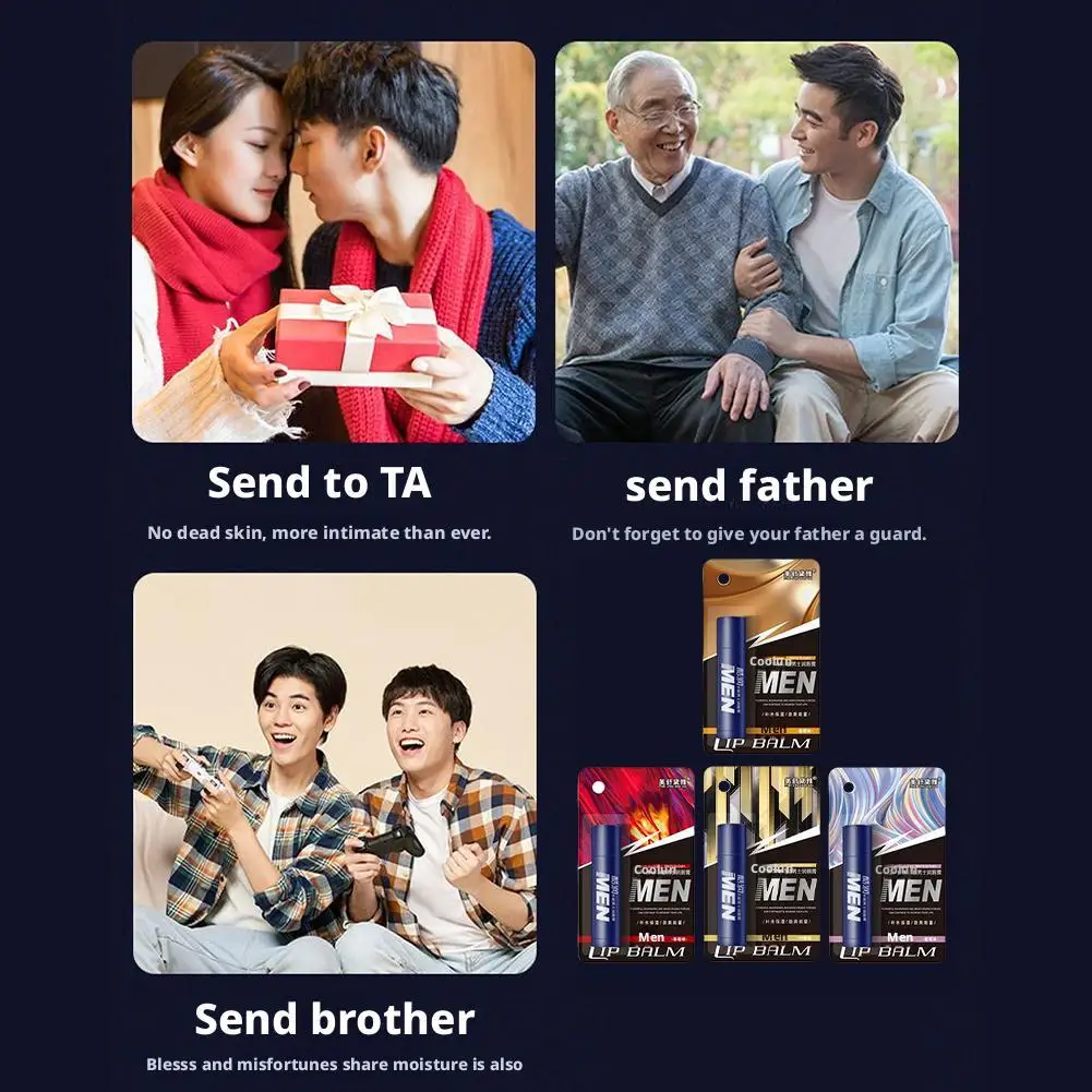 1/4pcs 남성용 립밤 안티 드라이 립 롱래스팅 라이트닝 립 라인 모이스처 하이드레이션 립스틱 남성용 화장품 입술 스킨 케어 썸네일 5