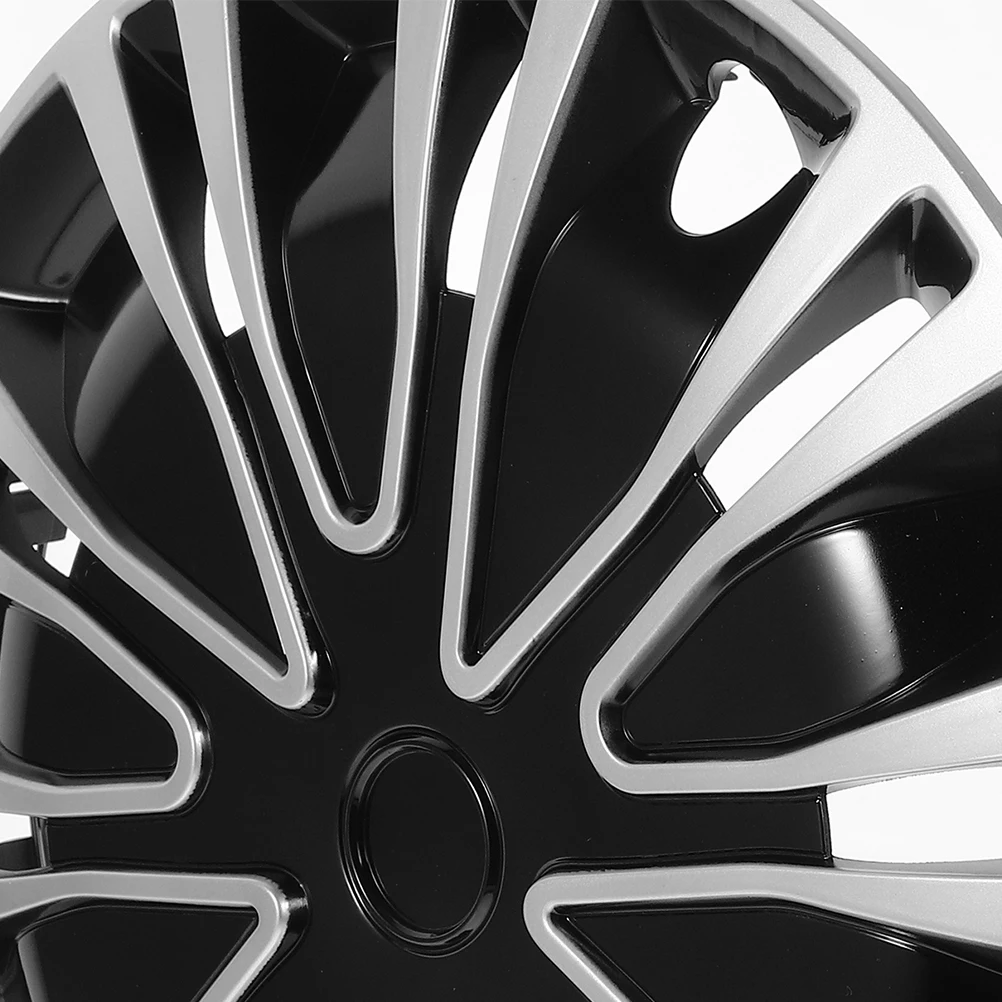 15 Inch Car Hubcap Wheel Rim Cover 1 Pc Silver Hubcap Wheel Cover Replacement Black Plastic Tire Accessories Decor Protective