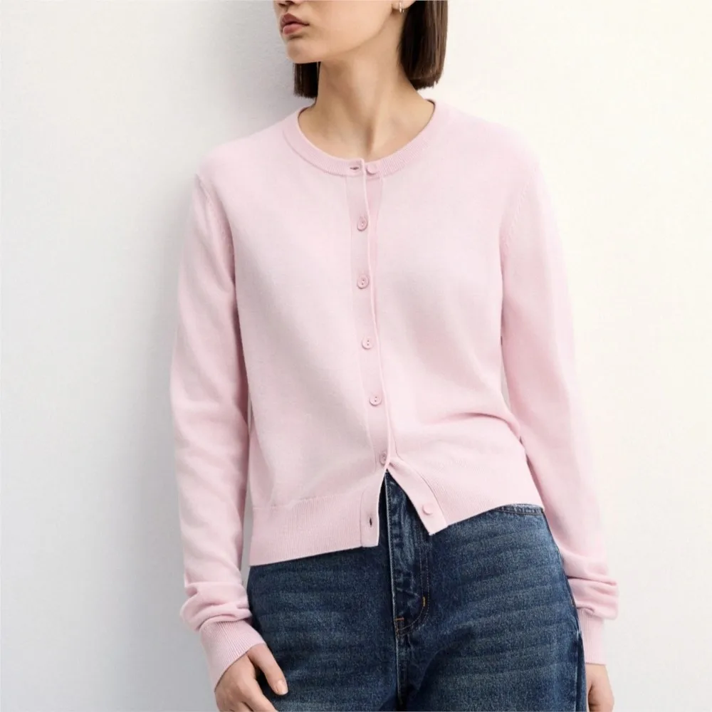 MsChuh Autumn Women's Clothing Solid Color Outerwears Cardigans Sweater All-match Loose Simple Style Comfortable Temperament 2