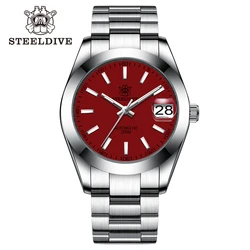 STEELDIVE SD1934 Red Dial Sapphire Glass With Cyclops NH35 Automatic Movement 200M Waterproof 39MM Water Ghost Dive Watches Gift