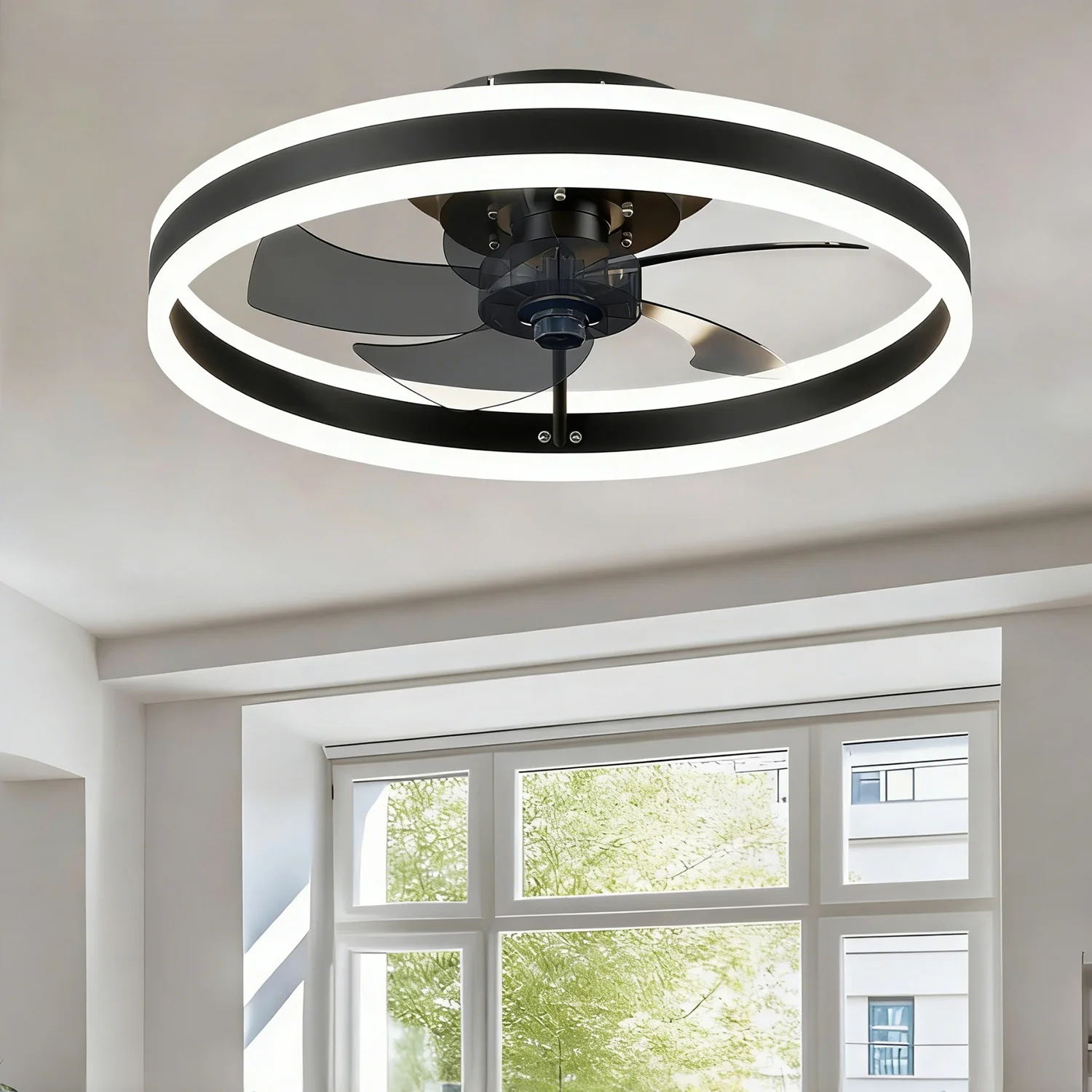 

Smart Ceiling Fan with Light Remote Control App LED Dimming 6 Speed Wind Speed Fan Light for Bedroom Silent Fan with Lighting