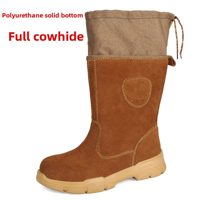 Labor Boots  Baotou High-top Anti-smashing and Anti-piercing Safety Shoes Anti-scalding  Welder Leather Protective Shoes