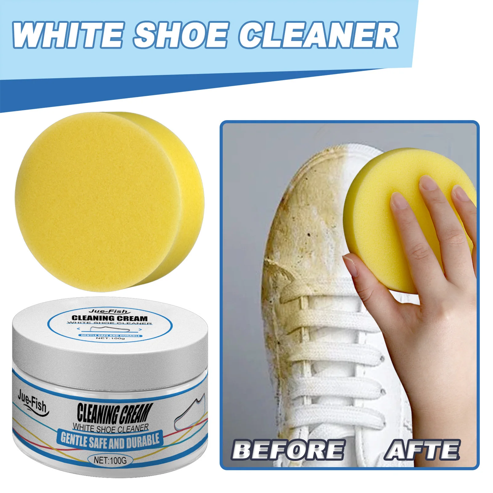 Household White Shoe Cleaning Cream Sneaker Stain Cleaning Foam Cleaner Shoes Whitening Cleansing Tool With Sponge