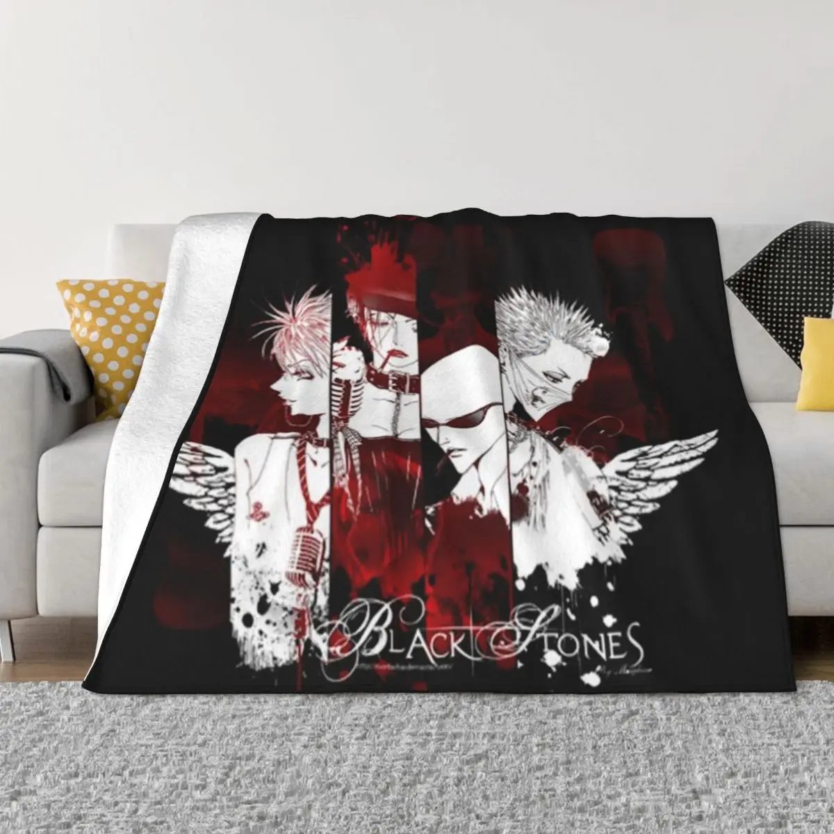 Black Stones Anime Nana Osaki Punk Manga Blanket Flannel Throw Blanket Airplane Travel Decoration Ultra-Soft Warm Bedspreads