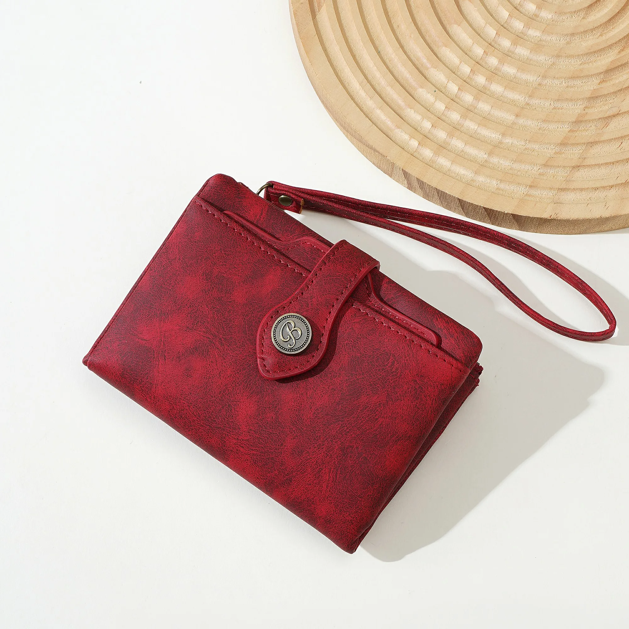 1 Stück - Baellerry Damen Vintage PU-Leder Kurzbörse mit 80% Rabatt, mit Handgelenkschlaufe, 8 Kartenfächern + Ausweisfenster + abnehmbarem Kartenhalter, praktisches Geburtstagsgeschenk für Frauen. – Detail 11