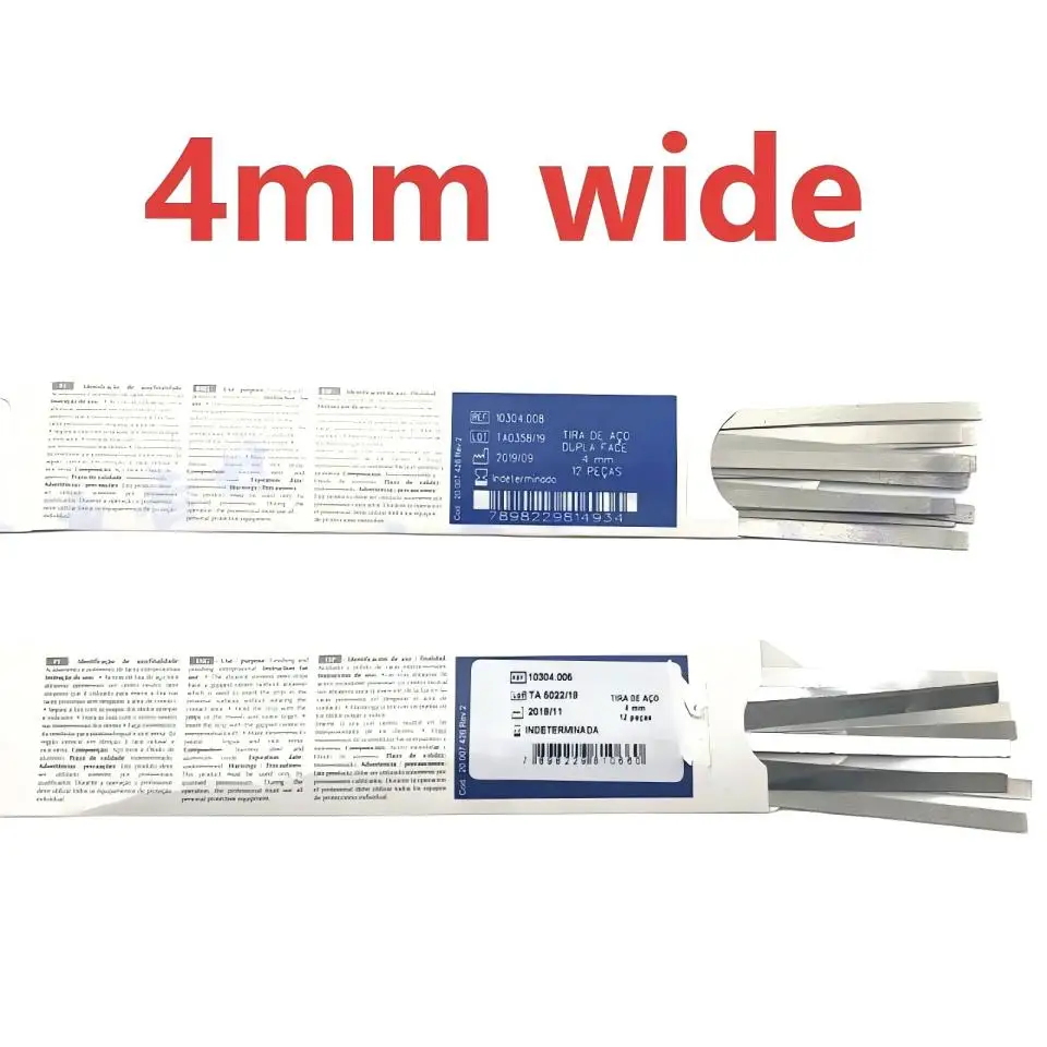 12Pcs Dental Stainless Steel Interdental Abrasive Strips 4mm Wide Ortho IPR Polish Strip Dentistry Clinic Care Tool Item Pro Set