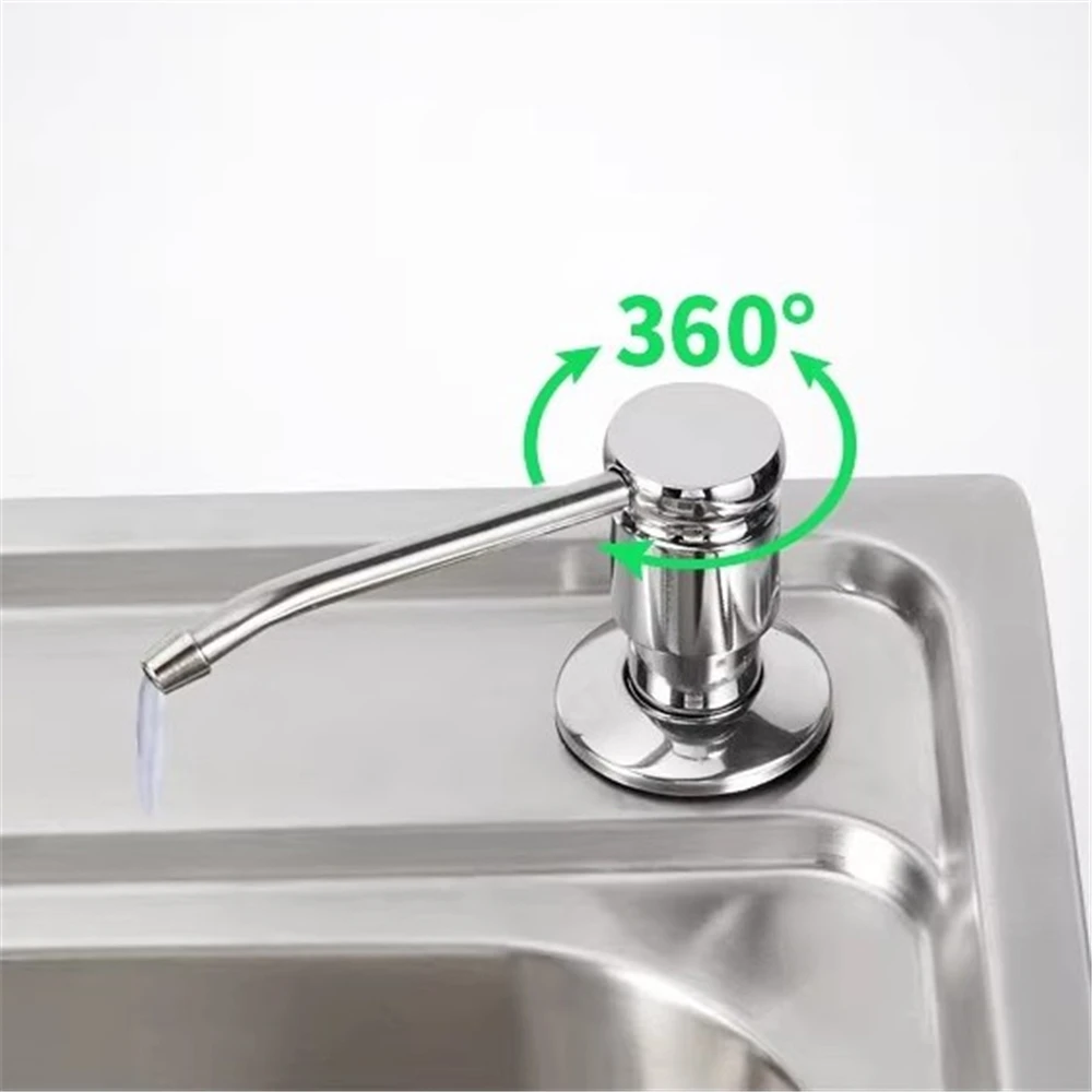 Stainless Steel Kitchen Sink Soap Dispenser Built-in Lotion Pump Liquid Dispenser Organizer Manually Press Dish Washing Bathroom