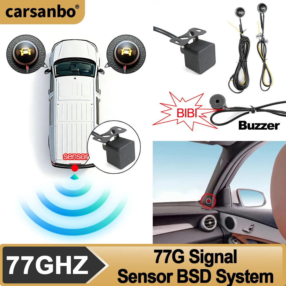 Carsanbo 77GHz BSD Totwinkel-Erkennungssystem Spurwechselassistent 0,3 bis 50m Erkennungsreichweite Alarmsensor für Auto LKW Van Bus