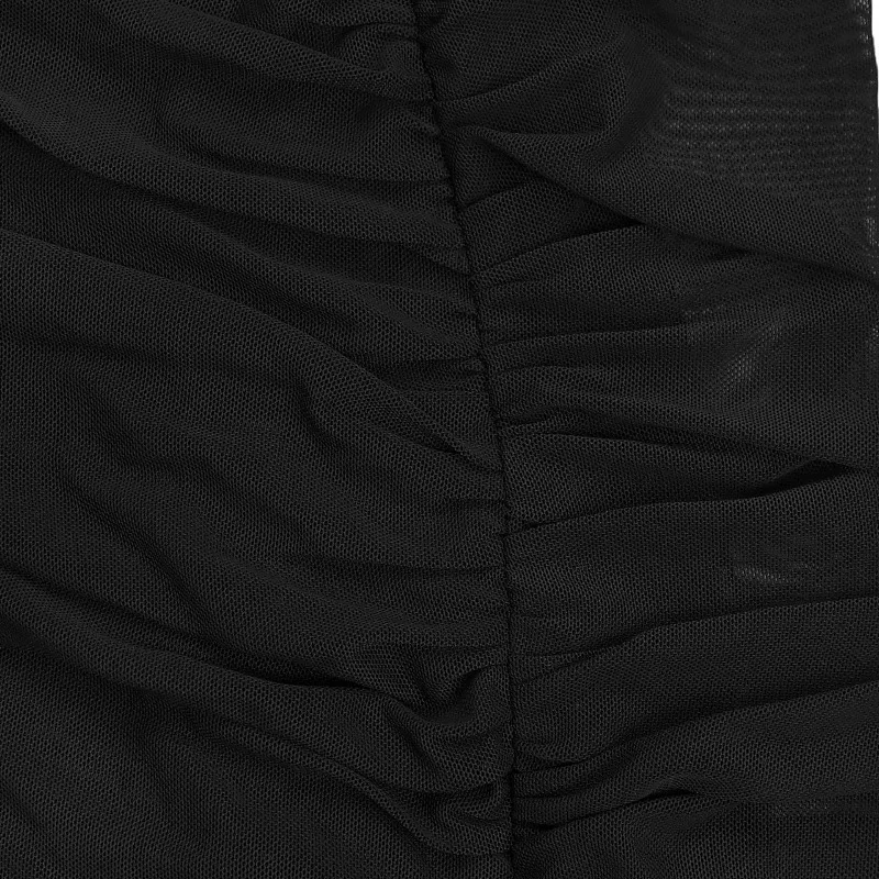 KEXU mode sans manches plissé col en v coupe basse Maxi robe longue maille transparente Sexy soirée tenue de club robes pour femmes