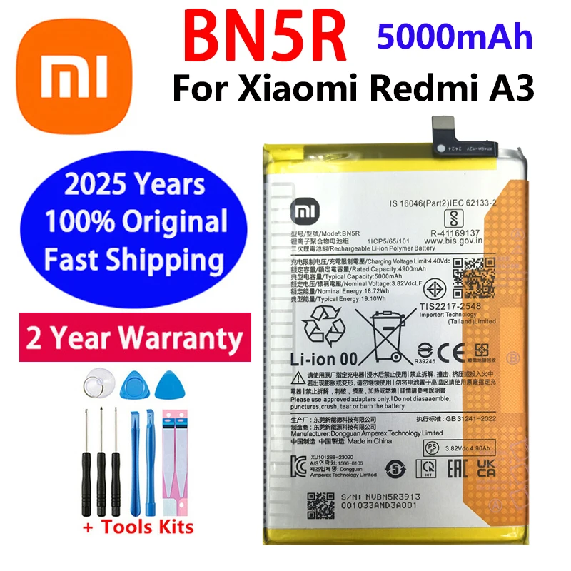 

Fast Shipping 2025 Years 5000mAh BN5R Orginal Battery For Xiaomi Redmi A3 Phone Replacement Batteries Battery Bateria Free Tools