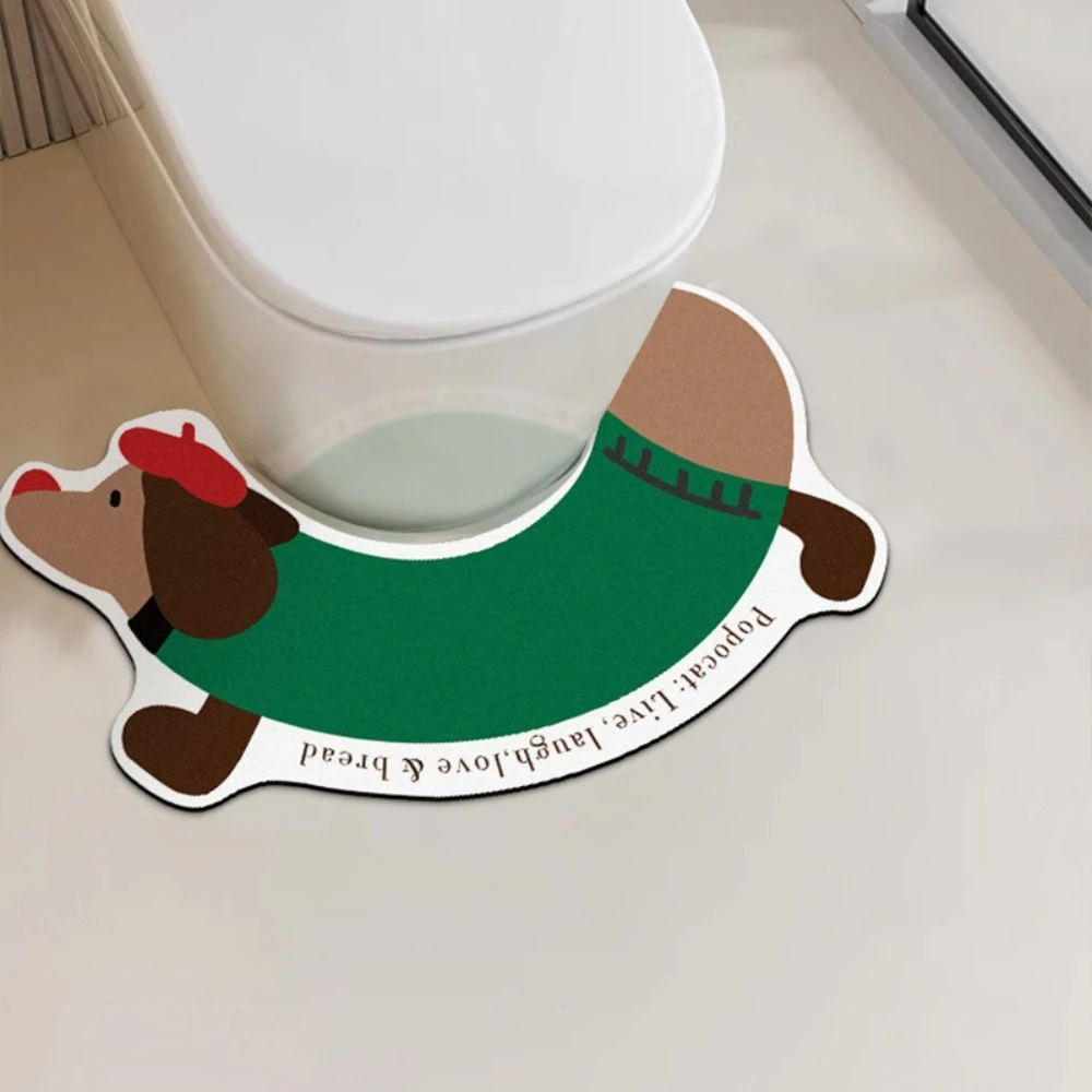 Creative Cartoon U-Shaped Bath Mat Quick Dry Polyester Bathroom Carpet Soft Non-Slip Water Absorption Floor Mat Kitchen