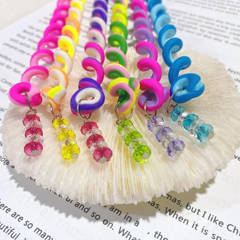 6PCS/lot Rainbow Color Headband Cute Girls Hair Band Crystal Long Elastic Hair Bands Headwear Hair Accessories Random Color