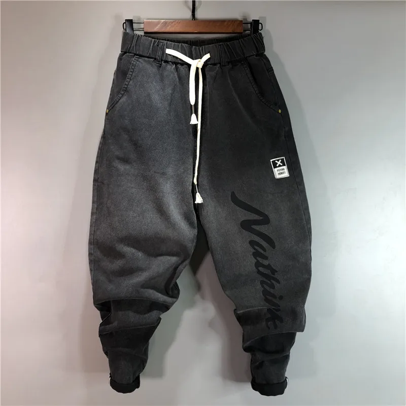 

Owen Seak Men Casual Cargo Harem Pants High Street Hip Hop Length Men's Clothing Sweatpants Autumn Winter Black Big Size