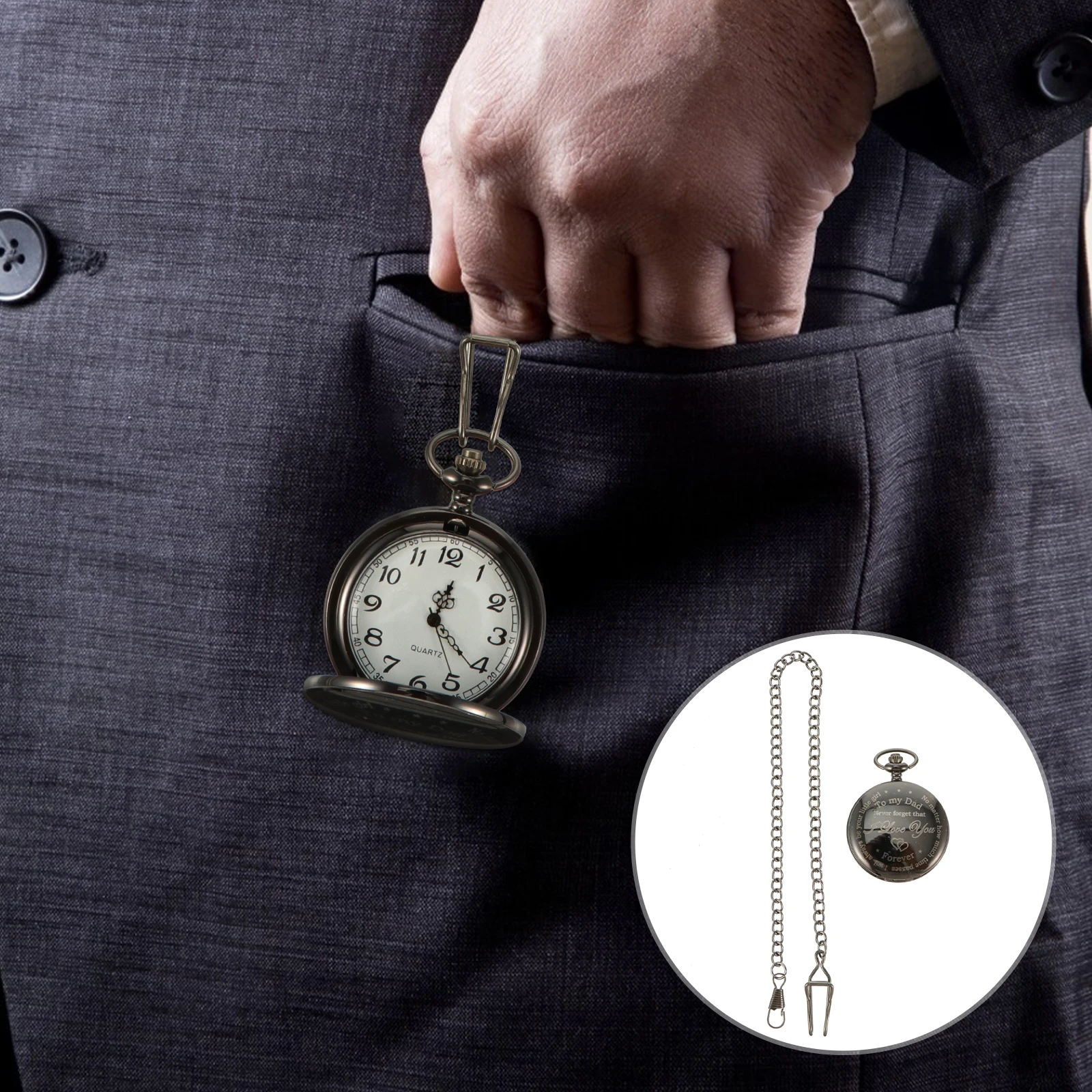 Vintage Pocket Watch Father's Day Quartz Movement Great Craftsmanship Alloy Necklace Popular