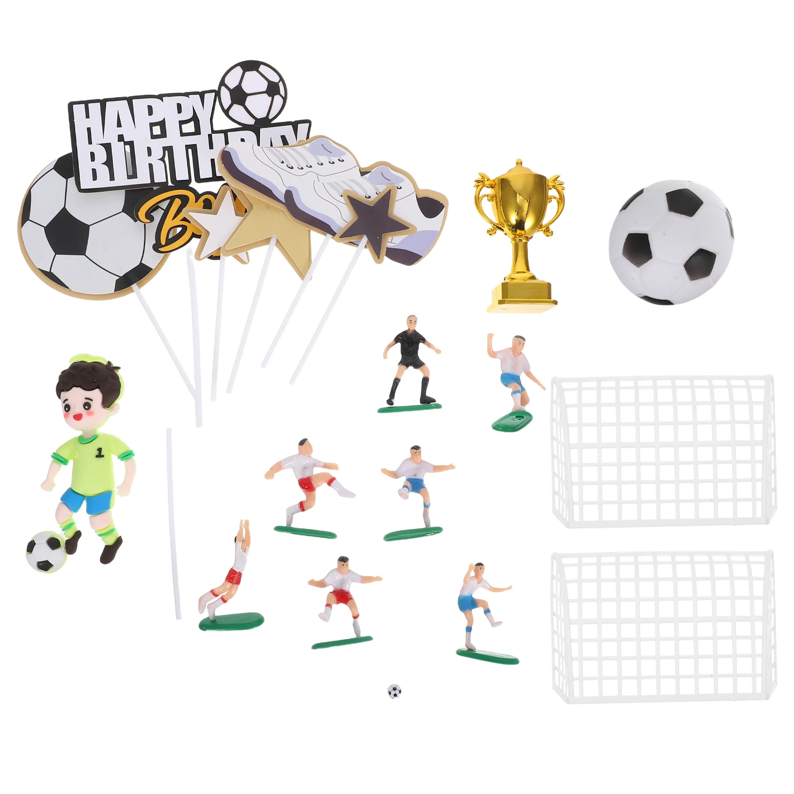 

Football Cake Decoration Player Figurines Insert Card Themed Birthday Decorations