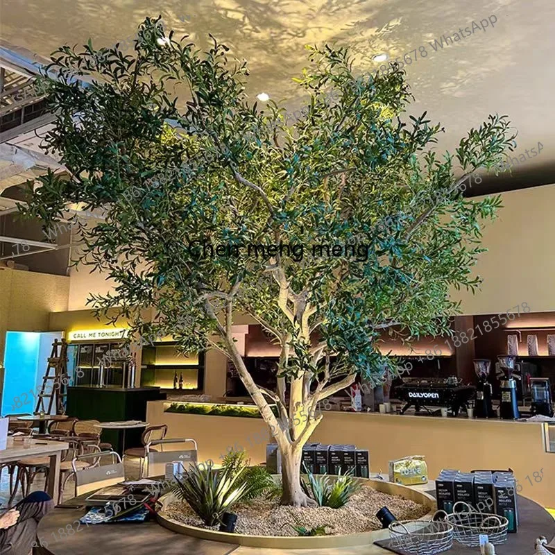 J132 simulated olive tree large floor-to-ceiling bionic green plant landscape decoration window fake tree Nordic